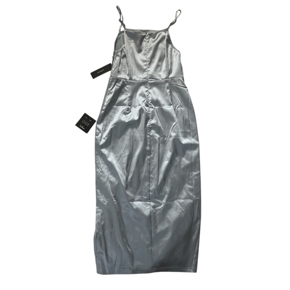 Lulus Dusty Blue Satin Midi Dress Womens Size Small New With Tag Sleeveless - Picture 3 of 6